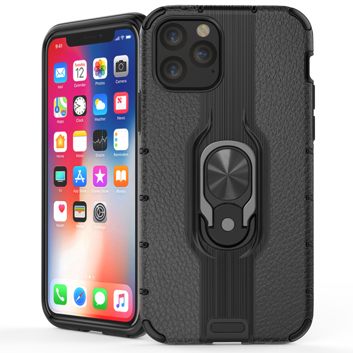 360 Degree Rotation Ring Holder Phone Cover for iPhone 11/iPhone 2019 5.8 inch/6.1 inch/6.5 inch Shockproof Series Two